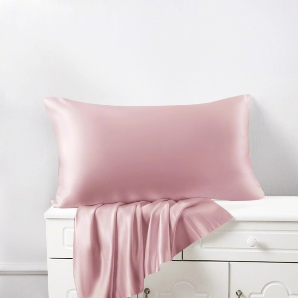 satin pillow case (1 pcs) - Pink غطاء وسادة ساتان (قطعة واحدة) - زهري 